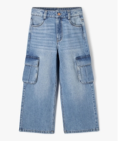 jean cargo wide leg a taille ajustable fille gris jeansF255901_4