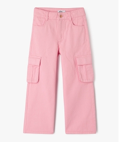pantalon cargo wide leg a taille ajustable fille rose jeansF256001_2