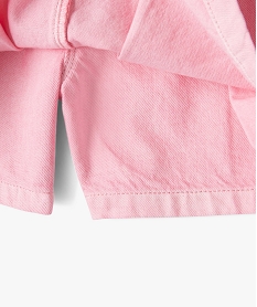 jupe short en toile denim coloree fille roseF257001_3