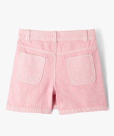 jupe short en toile denim coloree fille roseF257001_4