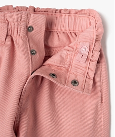 pantalon denim colore coupe slouchy a taille ajustable fille rose standard pantalonsF257601_2