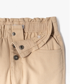 pantalon denim colore coupe slouchy a taille ajustable fille beige pantalonsF257801_2