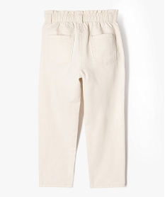 pantalon denim colore coupe slouchy a taille ajustable fille beige pantalonsF257901_3