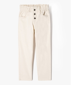 pantalon denim colore coupe slouchy a taille ajustable fille beige pantalonsF257901_4