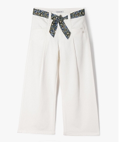 jean wide leg fin a taille haute reglable et ceinture fleurie fille - lulucastagnette beige pantalonsF258101_4