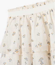 jupe en voile a motifs fleuris a volant fille beigeF258701_2