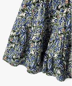 jupe volantee en viscose fleurie fille - lulucastagnette vertF258901_2