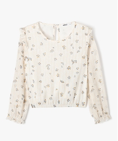 blouse en voile a motifs fleuris coupe courte fille beigeF259801_4