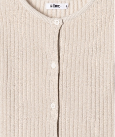 gilet en maille cotelee pailletee fille beige giletsF262101_2
