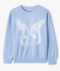sweat loose en molleton imprime fille bleu sweatsF270501_1