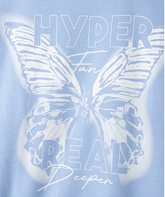 sweat loose en molleton imprime fille bleu sweatsF270501_2