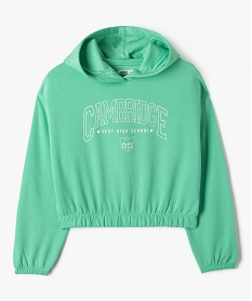 GEMO Sweat à capuche molletonné coupe courte fille vert standard