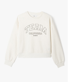 GEMO Sweat molletonné coupe courte fille blanc chine