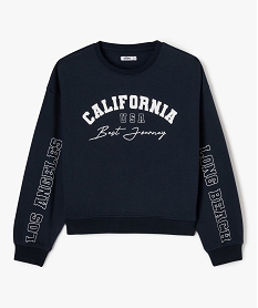 GEMO Sweat court avec inscriptions  Californie  fille Bleu