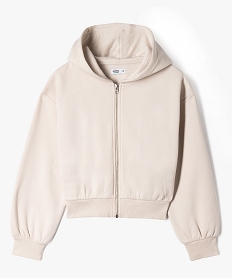 GEMO Sweat zippé à capuche coupe courte fille beige standard