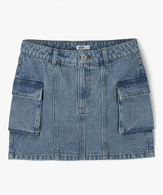 GEMO Jupe en jean courte à grandes poches fille bleu vif