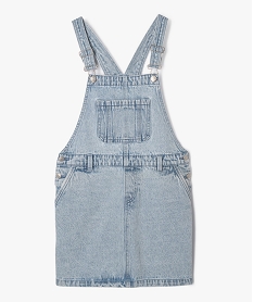 GEMO Robe salopette en jean délavé fille blanc chine