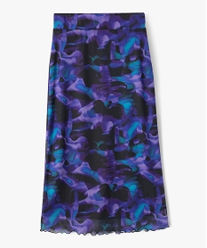 jupe imprimee en maille finitions froncees fille violetF274701_4