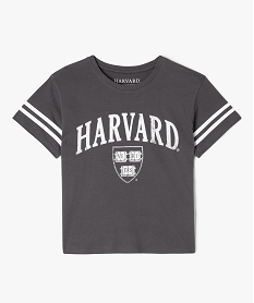 GEMO Tee-shirt manches courtes oversize imprimé fille - Harvard Gris