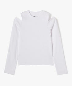 GEMO Tee-shirt manches longues avec épaules dénudées fille blanc standard