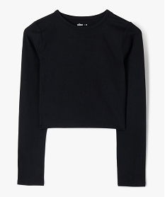 GEMO Tee-shirt manches longues coupe courte fille noir standard