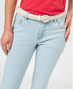 jean slim longueur 78eme avec ceinture tressee femme bleu 78emeF280301_2