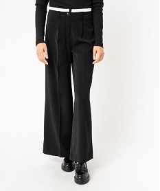 GEMO Pantalon large et fluide à ceinture contrastante femme Noir