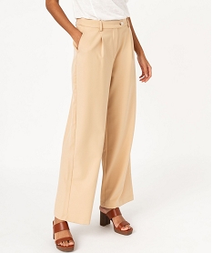 pantalon large en toile extensible femme beige pantalonsF280601_1