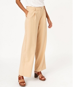 GEMO Pantalon large en toile extensible femme beige standard