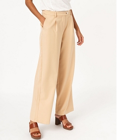 GEMO Pantalon large en toile extensible femme Beige