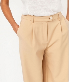 pantalon large en toile extensible femme beige pantalonsF280601_2
