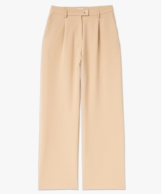 pantalon large en toile extensible femme beige pantalonsF280601_4