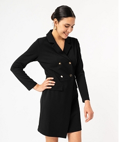 GEMO Robe courte à manches longues look manteau femme Noir