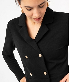 robe courte a manches longues look manteau femme noirF281501_2