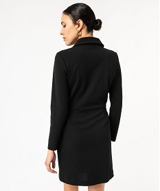 robe courte a manches longues look manteau femme noirF281501_3