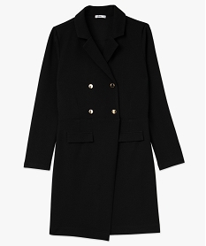 robe courte a manches longues look manteau femme noirF281501_4