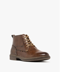 boots homme a lacets contrastants et bout amande marron chineF282801_2