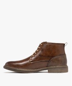 boots homme a lacets contrastants et bout amande marron chineF282801_3