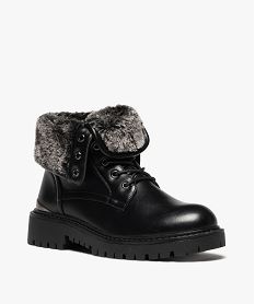 boots femme fourrees a col pression duveteux et semelle crantee noir standard bottines fourreesF283101_2