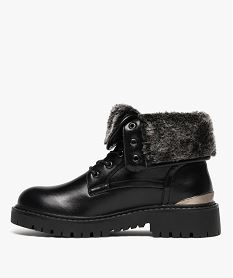 boots femme fourrees a col pression duveteux et semelle crantee noir standard bottines fourreesF283101_3