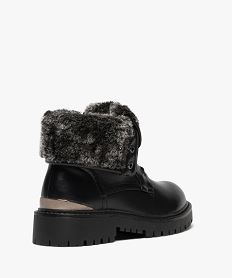 boots femme fourrees a col pression duveteux et semelle crantee noir standard bottines fourreesF283101_4