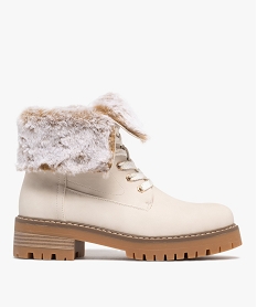 boots femme fourrees a col duveteux retourne et  epaisse semelle crantee blanc standard bottines fourreesF283201_1