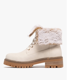 boots femme fourrees a col duveteux retourne et  epaisse semelle crantee blanc standard bottines fourreesF283201_3