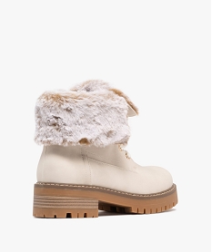 boots femme fourrees a col duveteux retourne et  epaisse semelle crantee blanc standard bottines fourreesF283201_4
