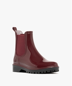 bottes de pluie femme a semelle crantee avec elastiques daisance rougeF284101_2