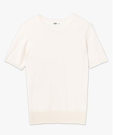 pull a manches courtes en maille fine femme beige pullsF284801_4