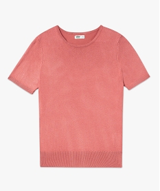 pull a manches courtes en maille fine femme rose pullsF284901_4