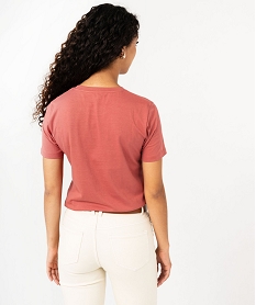 tee-shirt manches courtes imprime velours ras femme rose t-shirts manches courtesF285001_3