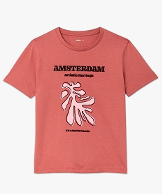 tee-shirt manches courtes imprime velours ras femme rose t-shirts manches courtesF285001_4