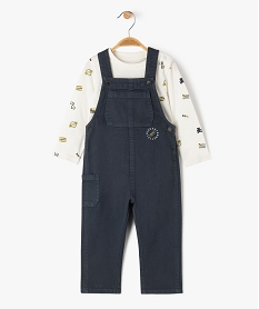 ensemble 2 pieces salopette et tee-shirt bebe garcon - lulucastagnette noirF285501_4